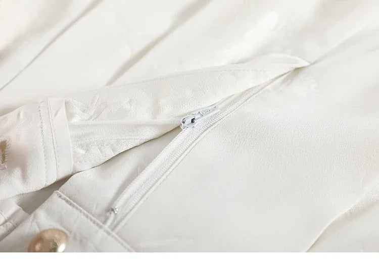 Chinese Style Jacquard Wide Leg Satin Pants – Women